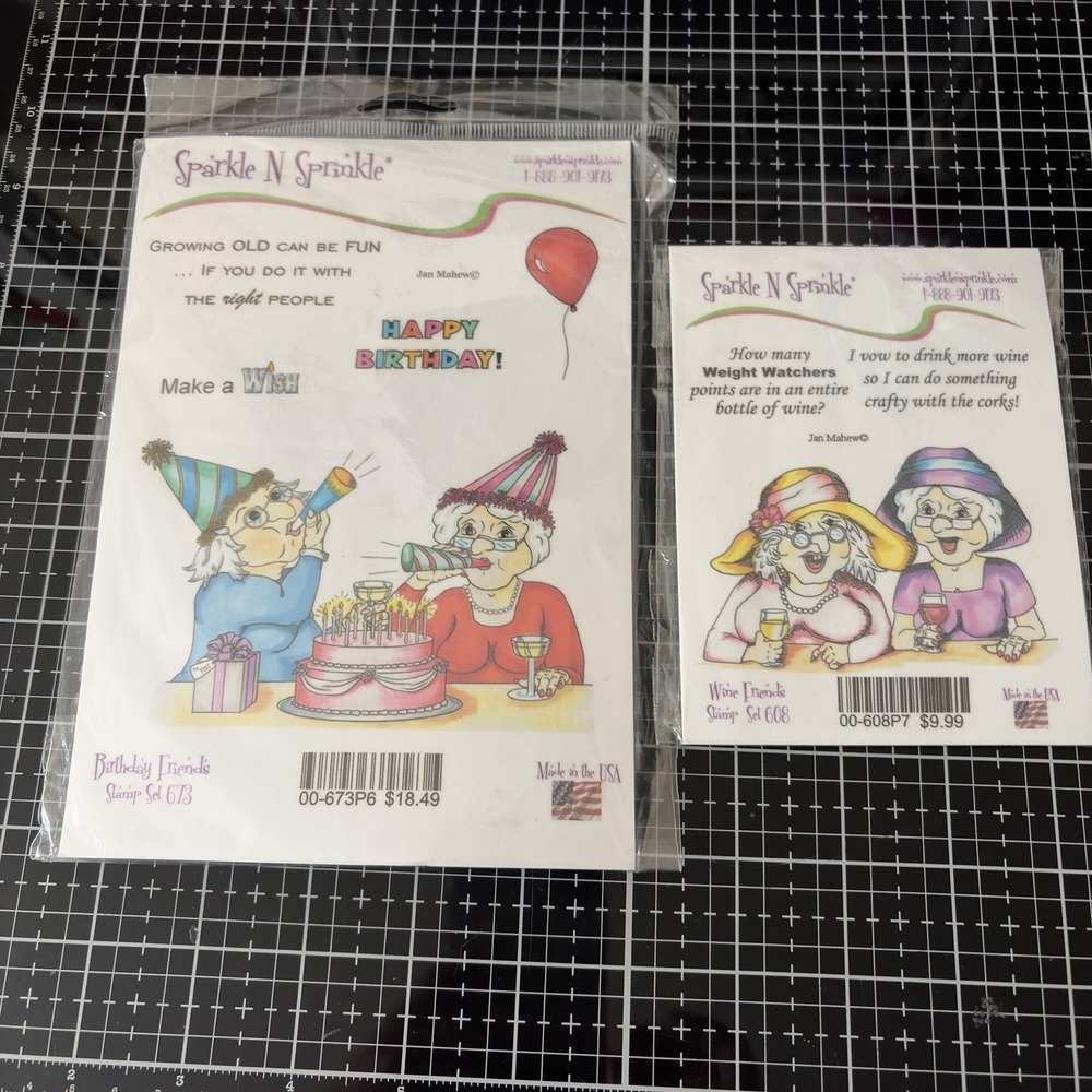 Sparkle N Sprinkle Birthday Friends Wine Weight Watchers Stamp Sets 673 608 New